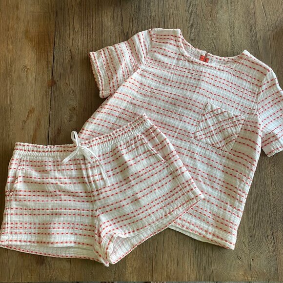 Loft Lou & Grey White and Orange Striped Short Sleeve Top - Picture 5 of 5
